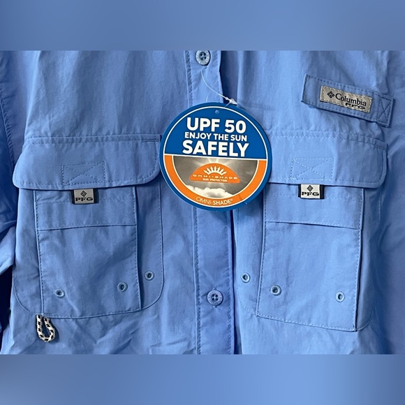 NWT Columbia Women's Bahama Light Blue Long Sleeve PFG Fishing Shirt. Size S/P. - Picture 3 of 12